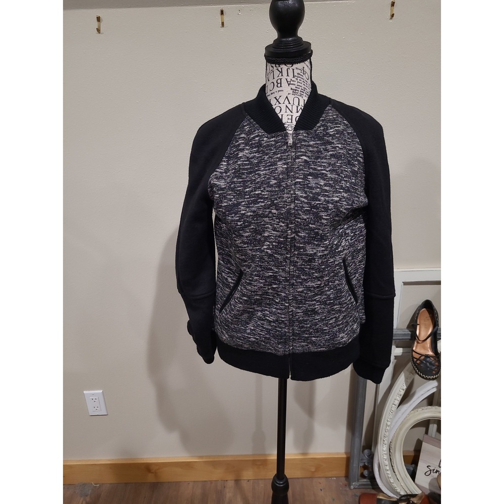 Wilfred Fabric Made in Italy Women SZ 4 Black wool blend Sweater Bomber jacket